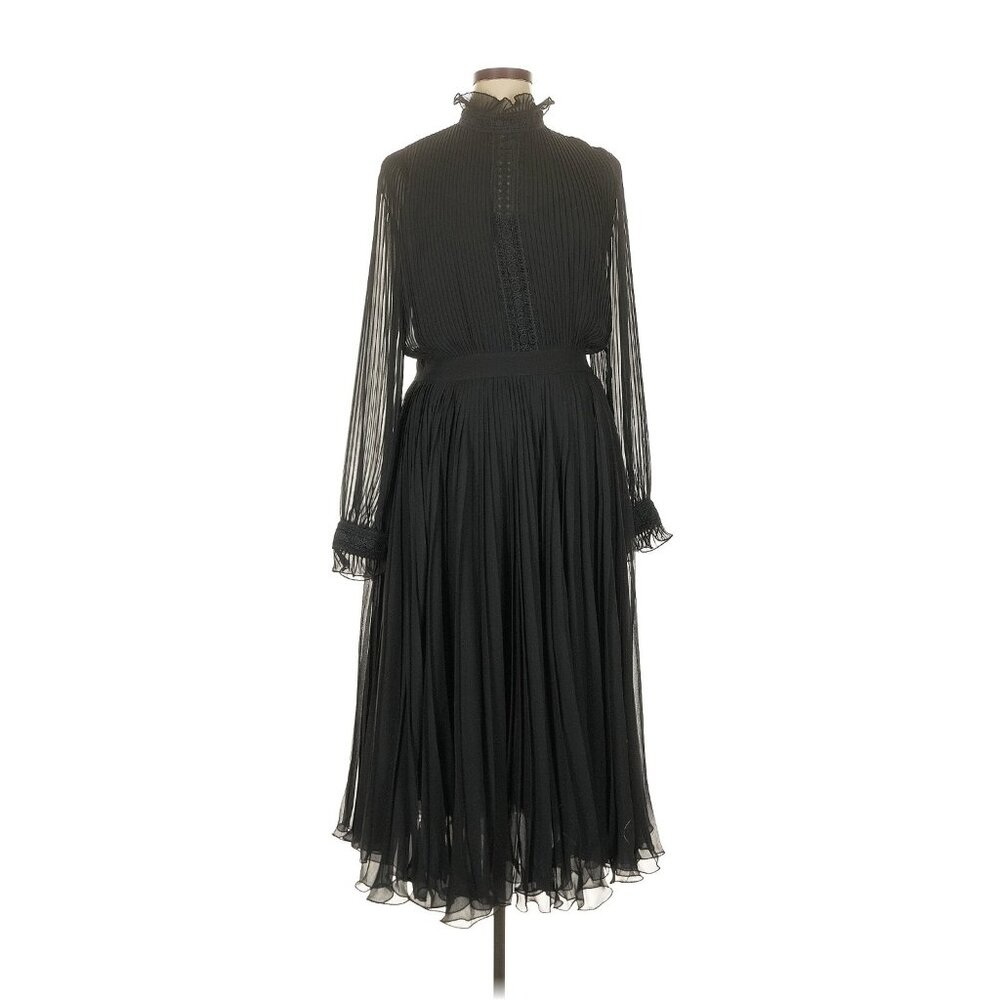 NWT Polo Ralph Lauren Anabelle Midi in Black Georgette Pleated Dress 14 $498 - Picture 8 of 10